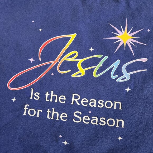 Vintage Jesus Christ T-Shirt Size Medium Blue Short Sleeve Basics Casual - Picture 5 of 5
